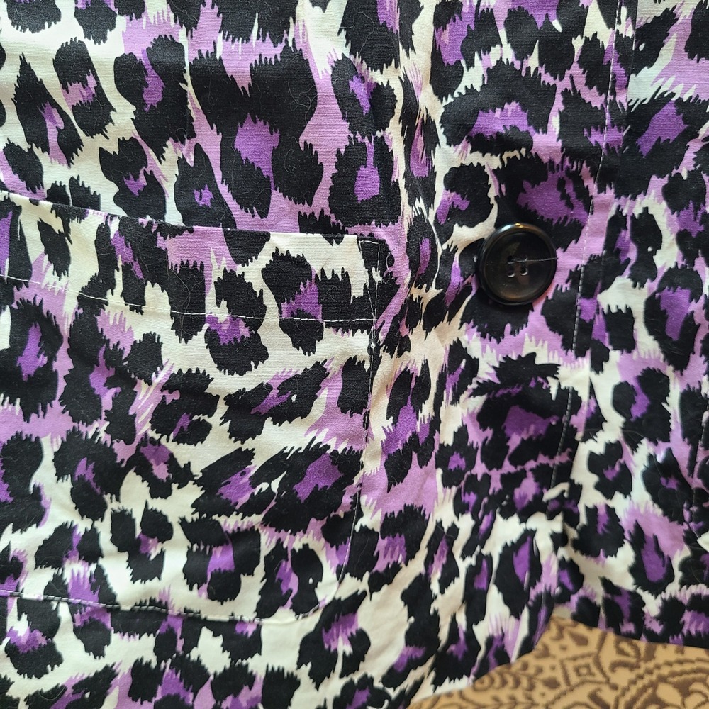 Notations Short Sleeve Jacket Womens 2X Purple Black Leopard Animal Print Y2K - Picture 3 of 10
